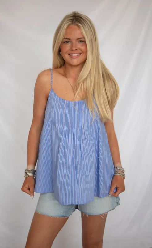 forever with me striped tank - blue made by Mod Ref