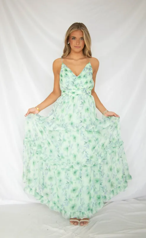 astr: ayanna dress - green floral made by Astr