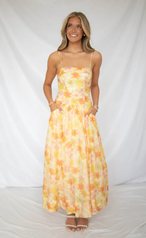 astr: ovina dress - yellow floral made by Astr