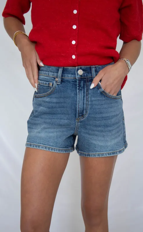 z supply: camila high rise a line denim short - lisbon made by Z Supply