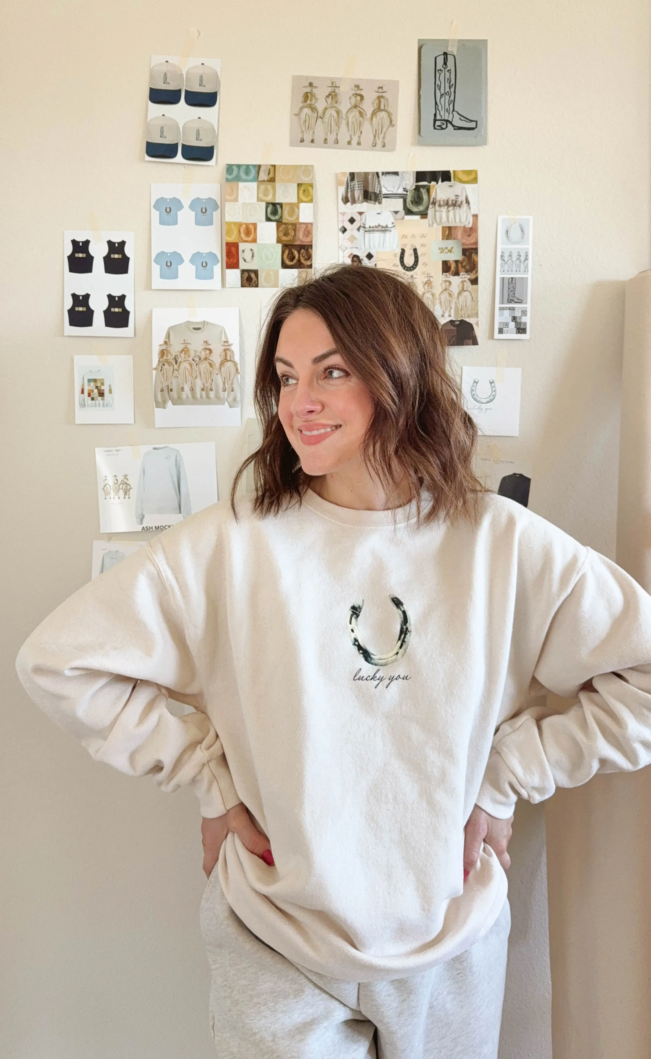 charlie southern x emma katherine art: lucky you horseshoe sweatshirt sold by RIFFRAFF