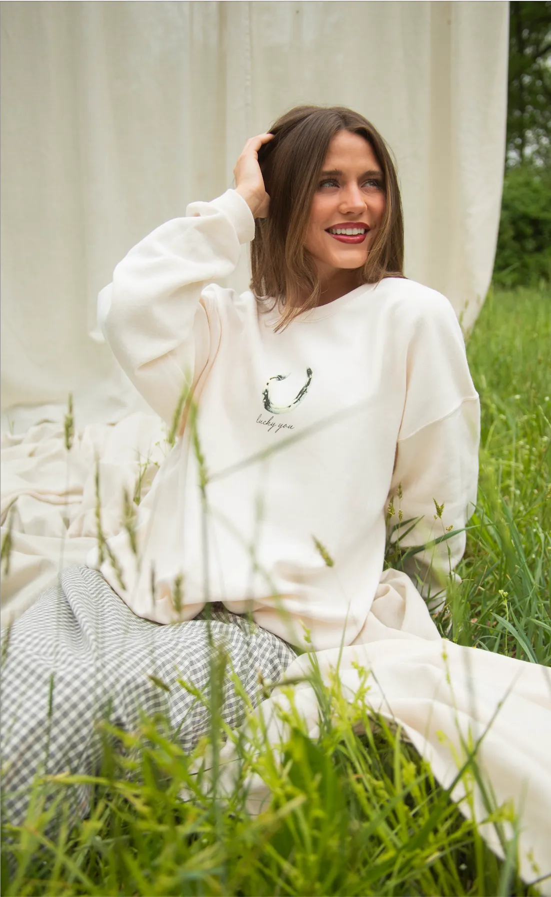 charlie southern x emma katherine art: lucky you horseshoe sweatshirt sold by RIFFRAFF product image thumbnail 2