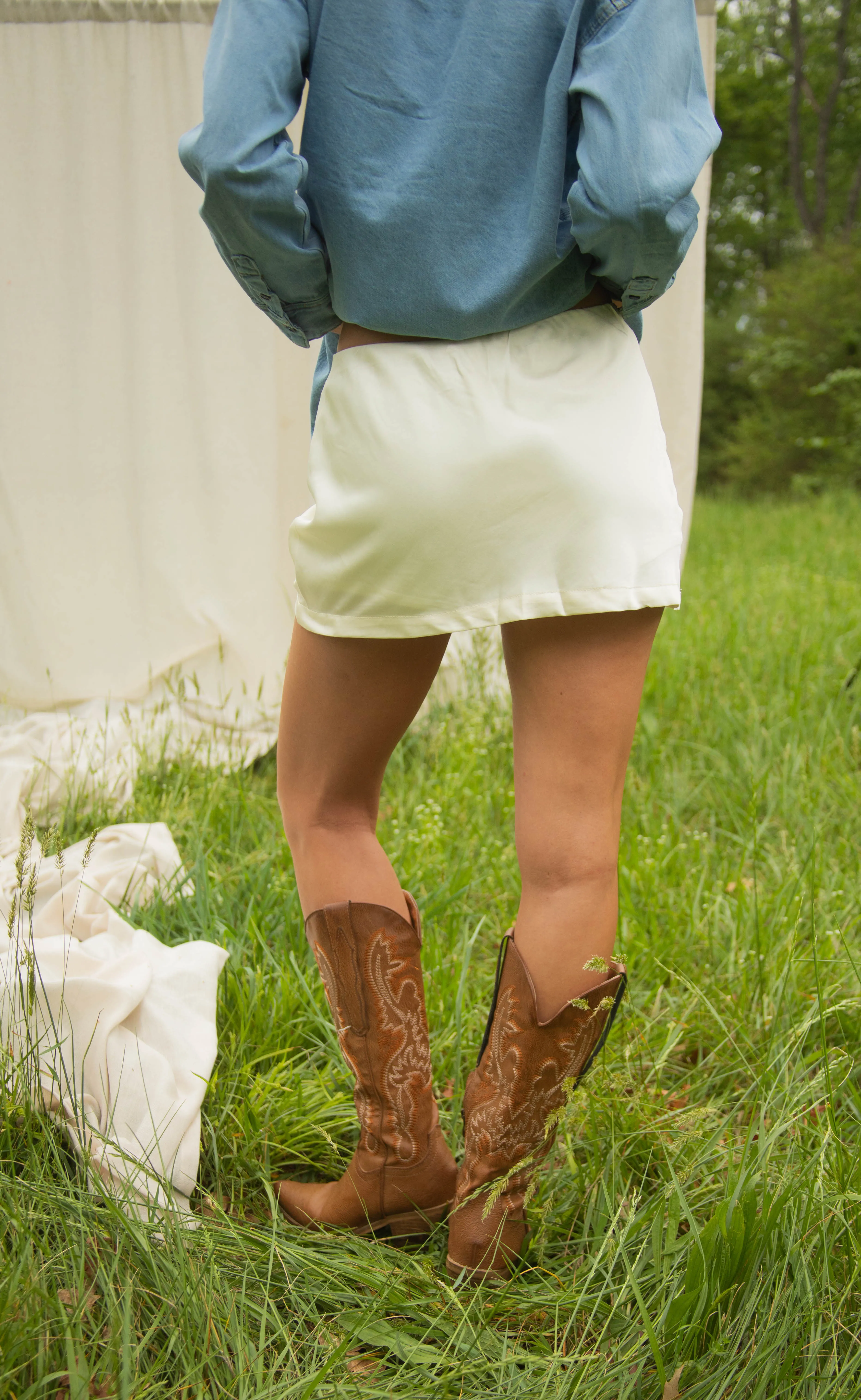 slow dancing satin mini skirt sold by RIFFRAFF product image thumbnail 3