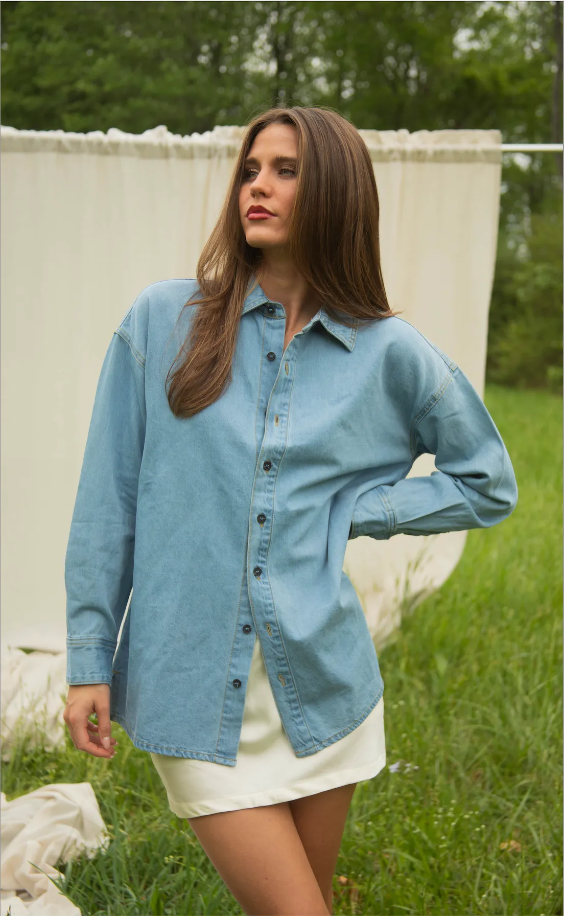 walk right in denim button up sold by RIFFRAFF product image thumbnail 3