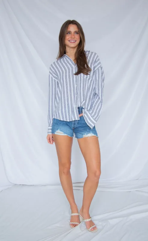 z supply: the perfect striped button up - white made by Z Supply