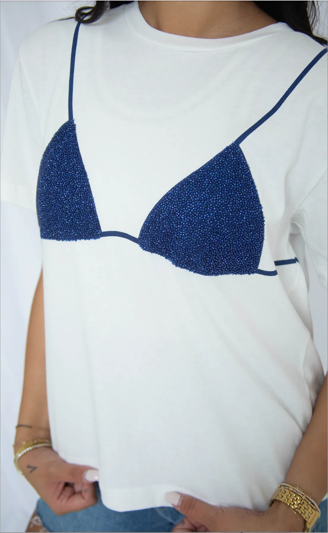 beaded bikini tee - blue sold by RIFFRAFF product image thumbnail 2