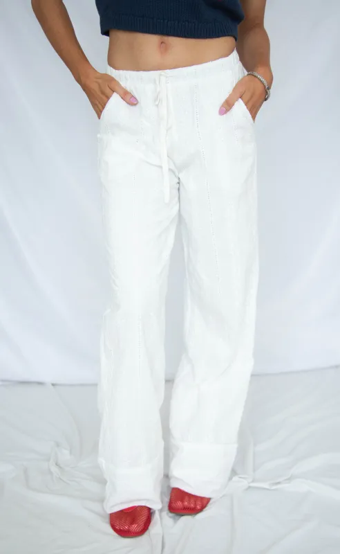 saving grace eyelet pants made by Bailey Rose
