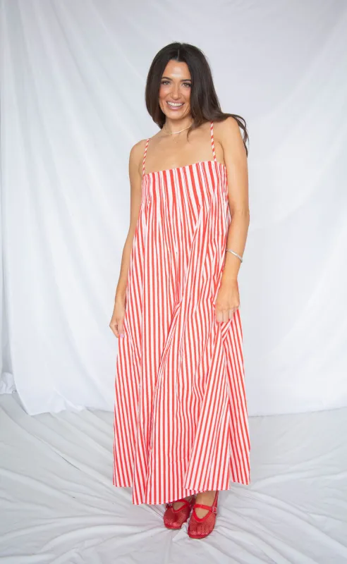 my lover striped maxi dress - red made by Lalavon