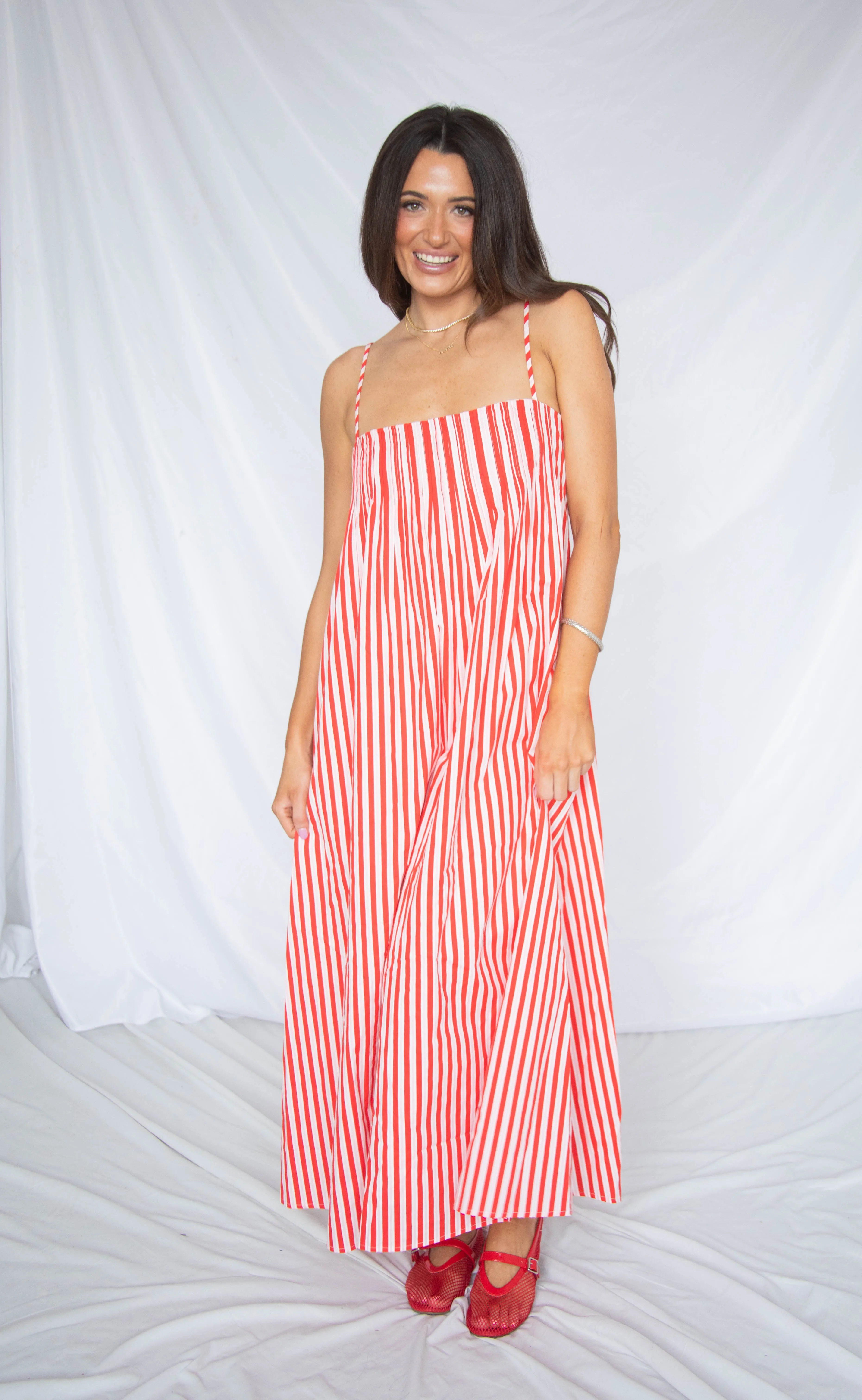 my lover striped maxi dress - red sold by RIFFRAFF