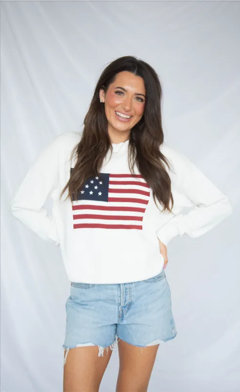declaration flag sweater - white made by TCEC
