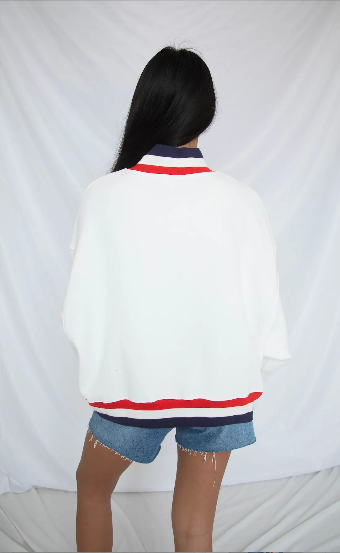 usa embroidered striped mockneck sweatshirt - white sold by RIFFRAFF product image thumbnail 3