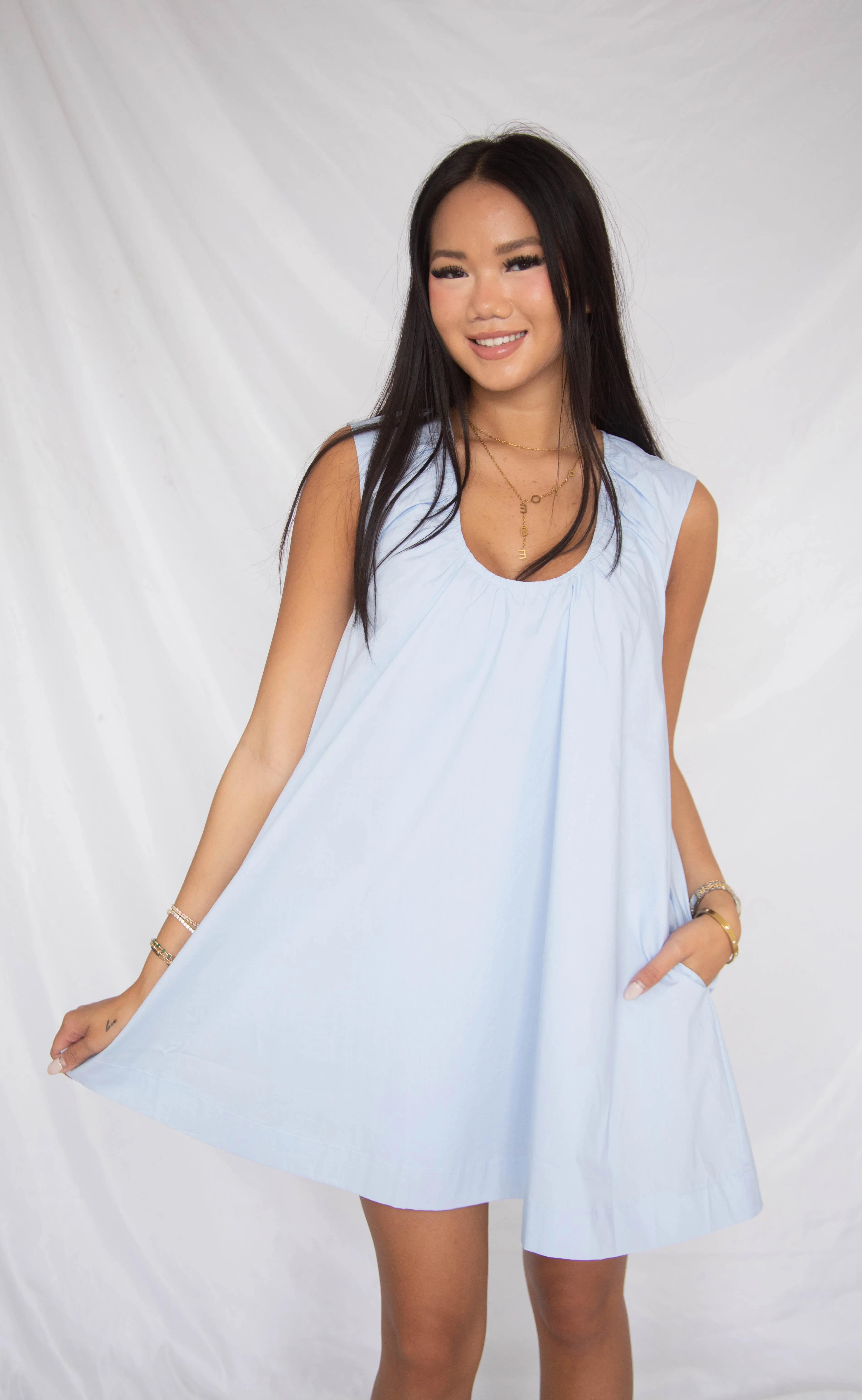 sweet memory mini dress - light blue sold by RIFFRAFF