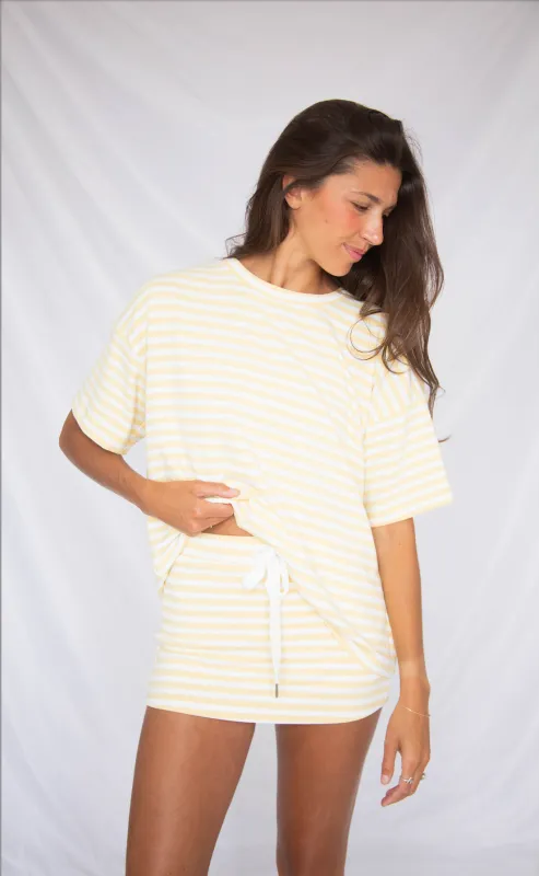 bright side stripe skort set - yellow made by Le Lis