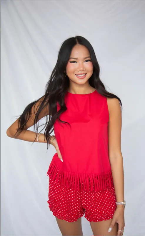 on the other side fringe hem top made by RIFFRAFF