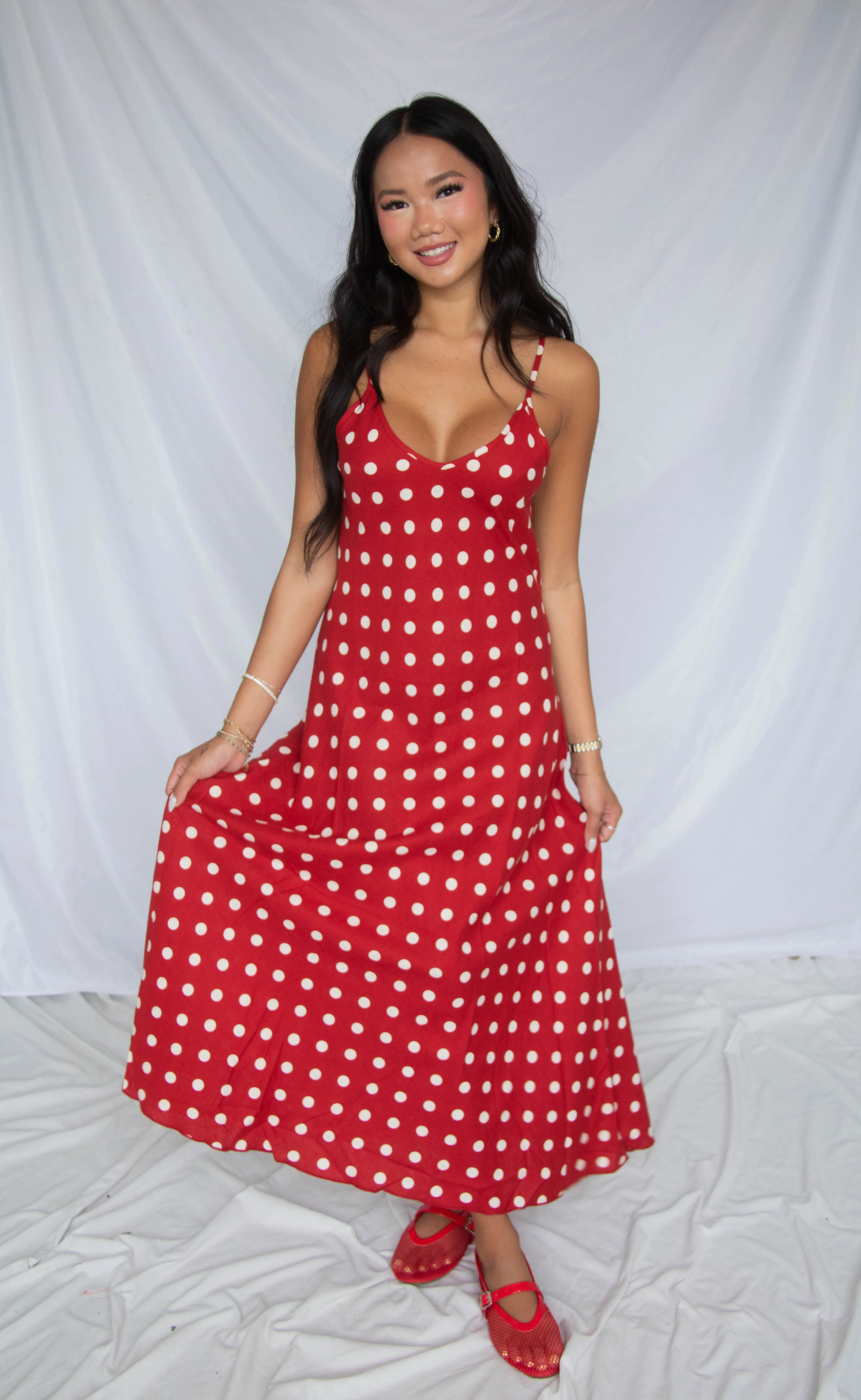 all we do polka dot maxi dress sold by RIFFRAFF