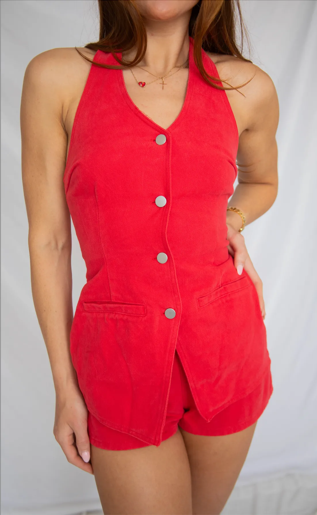 long drive home vest romper sold by RIFFRAFF product image thumbnail 2