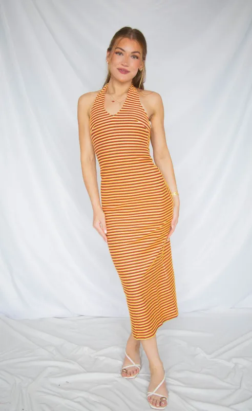 windows down halter maxi dress made by Bailey Rose