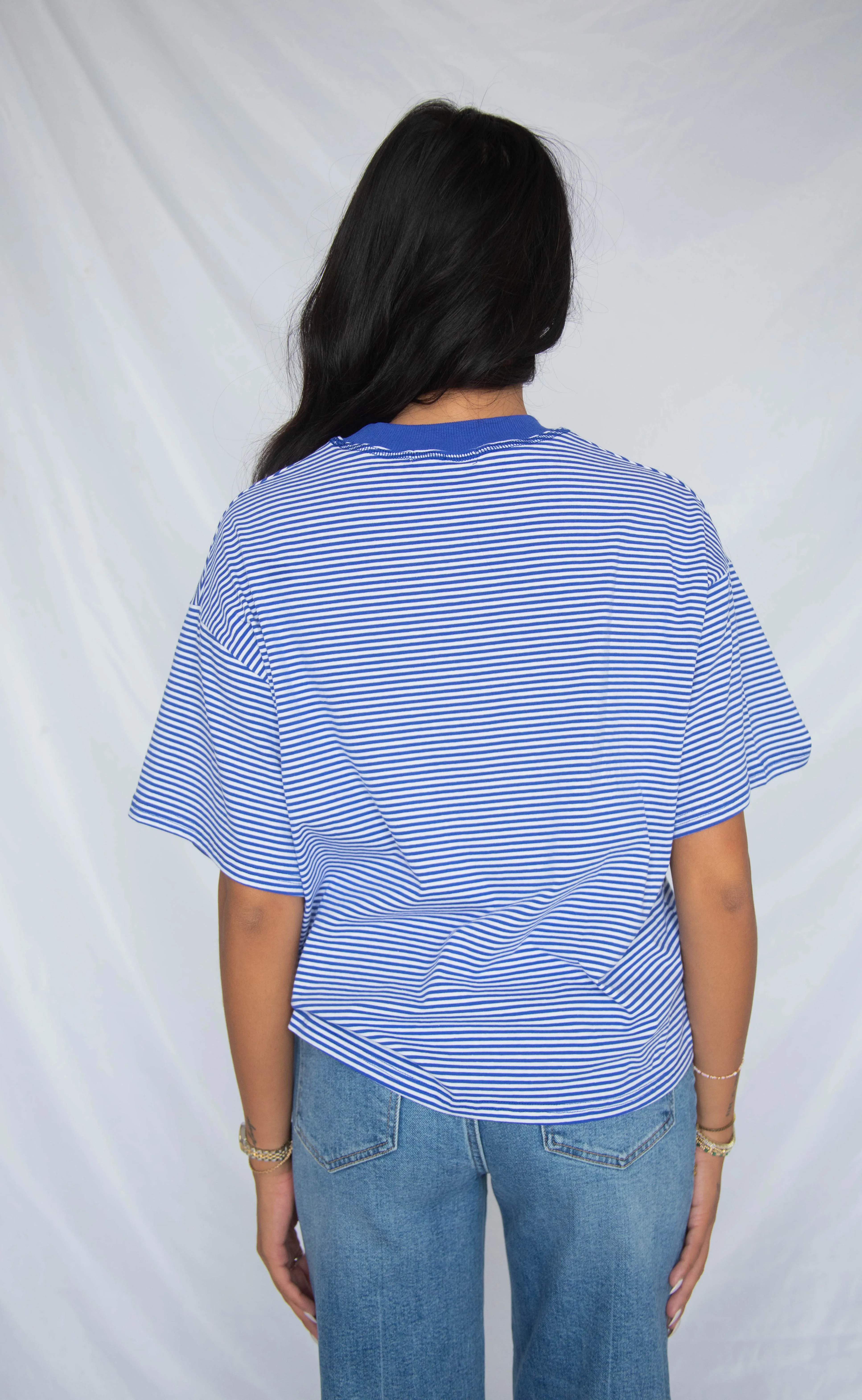 stay with me striped top - royal sold by RIFFRAFF product image thumbnail 3