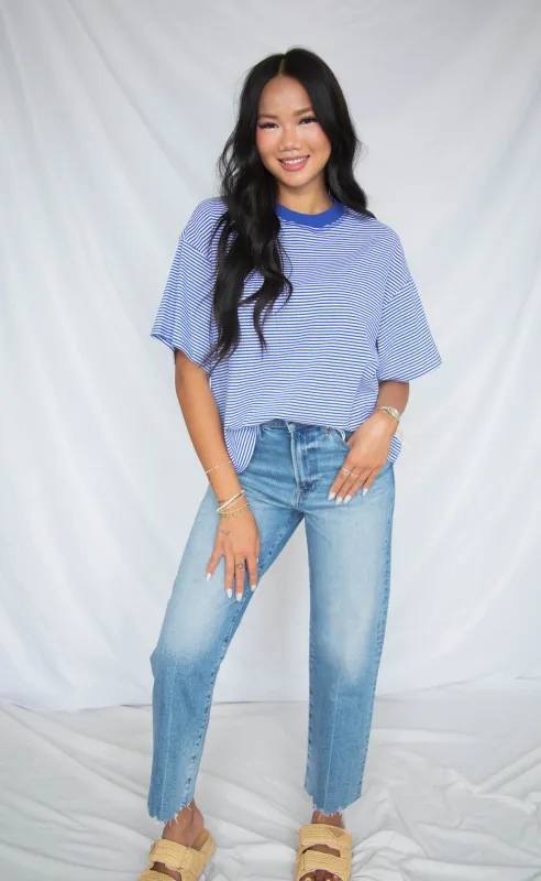 stay with me striped top - royal made by RIFFRAFF