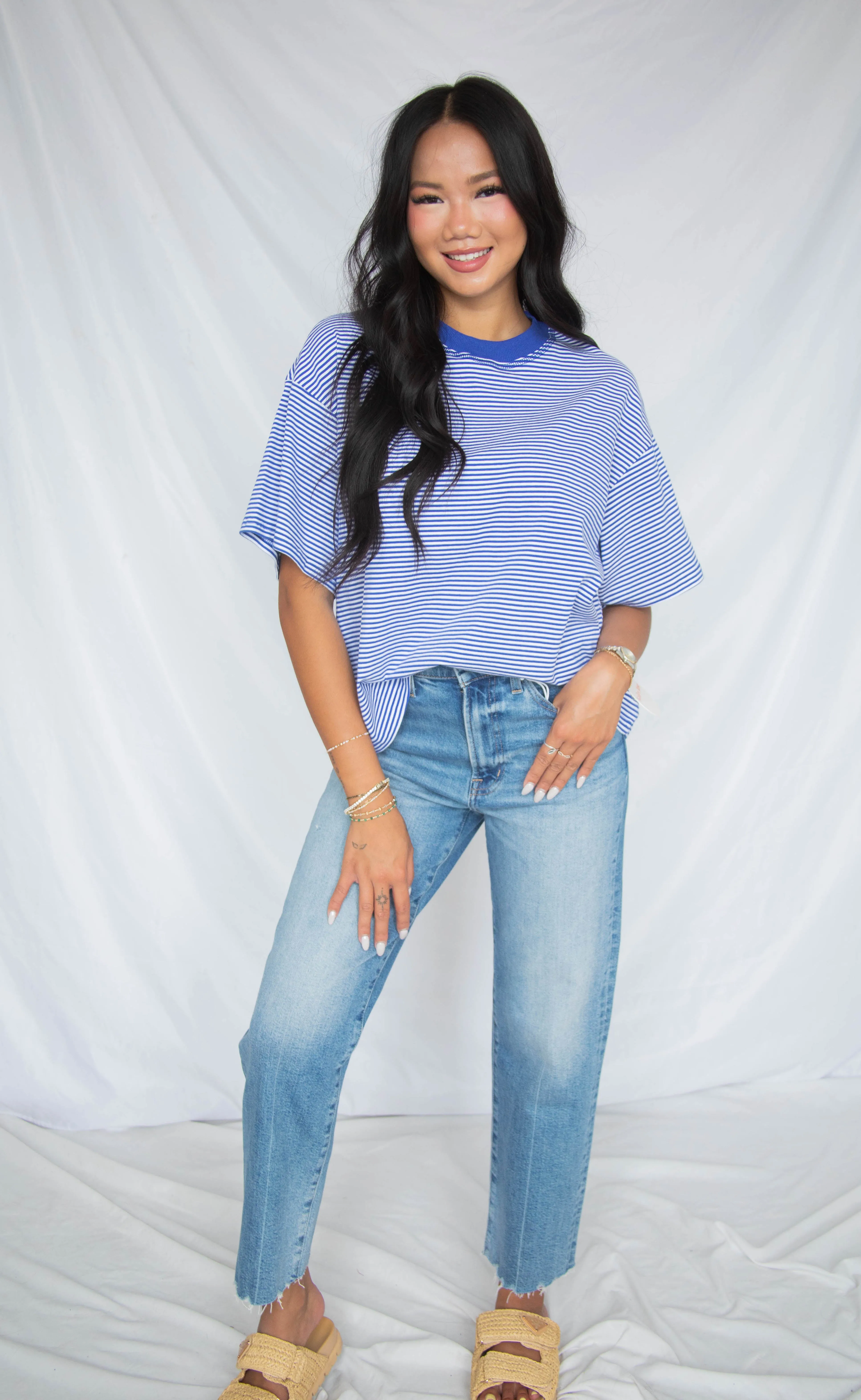 stay with me striped top - royal sold by RIFFRAFF