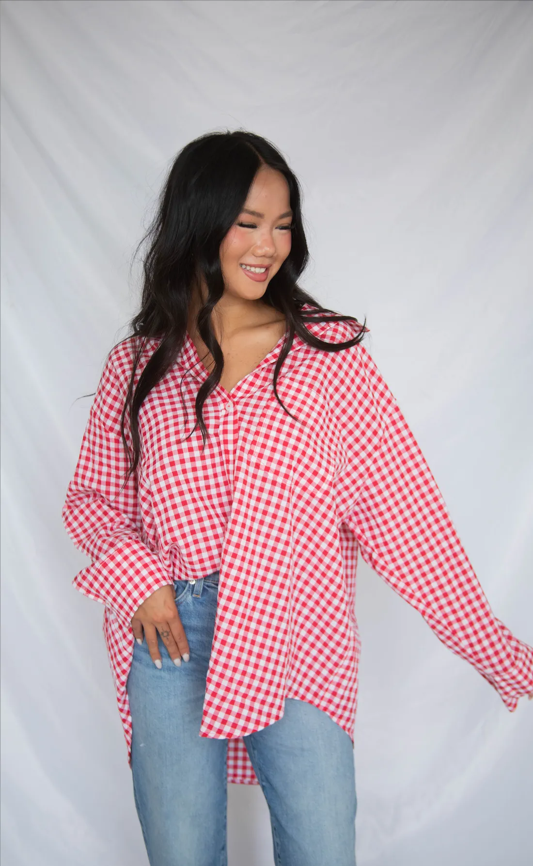 going gingham button down - red sold by RIFFRAFF product image thumbnail 2