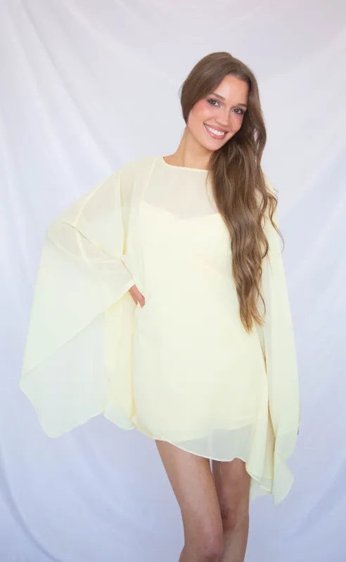 show me your mumu: olsen mini dress - pale yellow chiffon made by Show Me Your MuMu