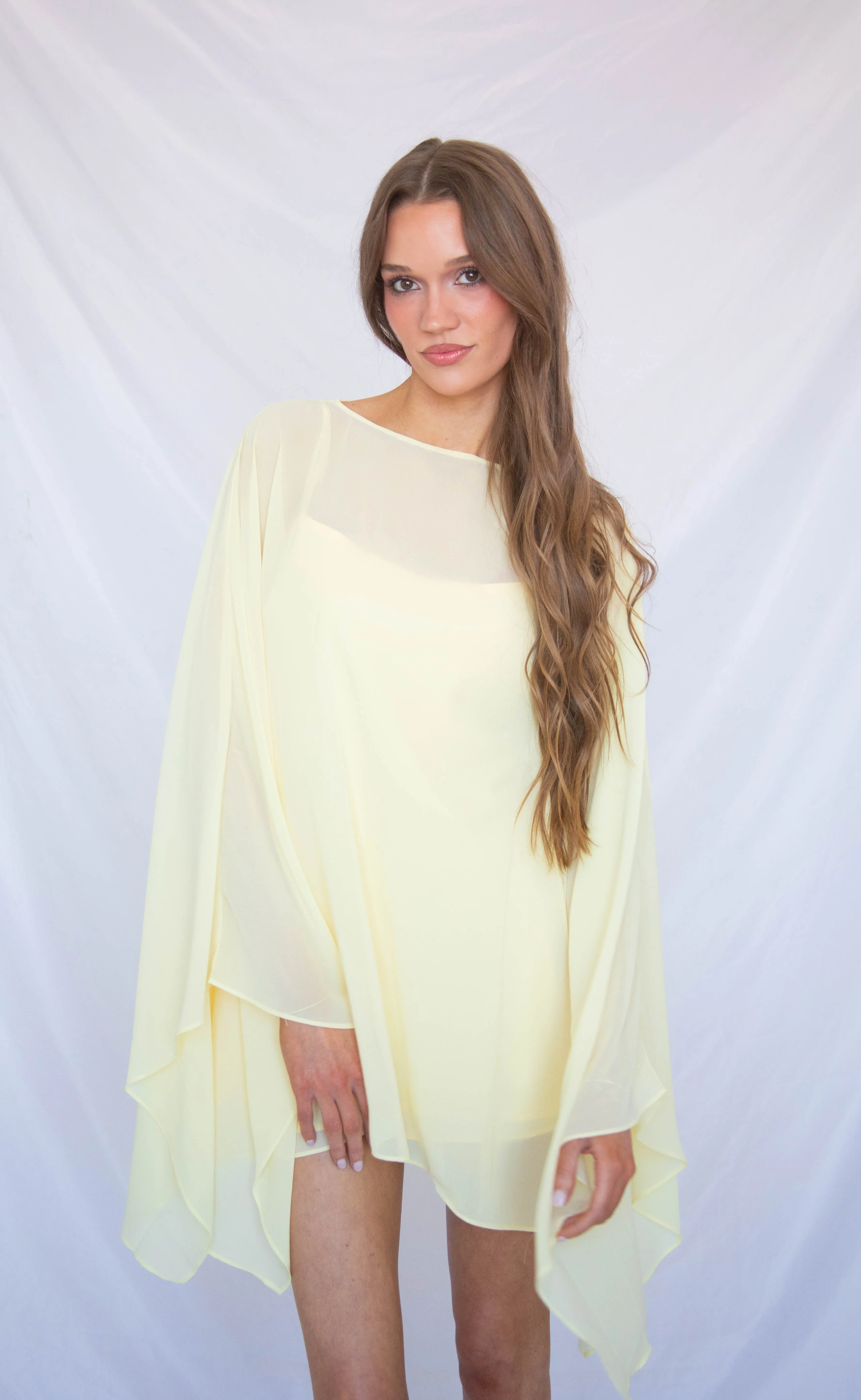 show me your mumu: olsen mini dress - pale yellow chiffon sold by RIFFRAFF product image thumbnail 2