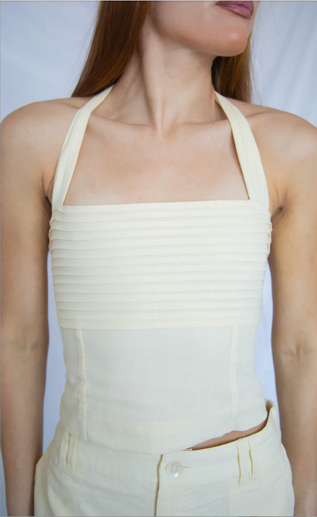 show me your mumu: hayden halter top - buttercream linen sold by RIFFRAFF product image thumbnail 2