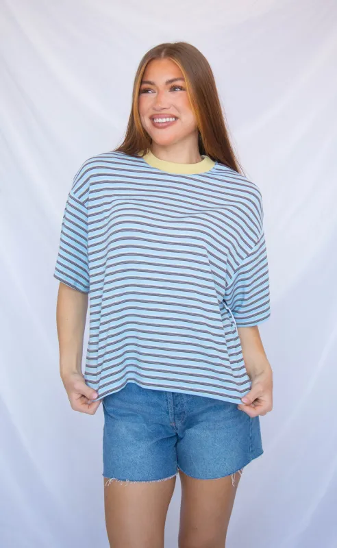 stay with me striped top - blue made by Bailey Rose