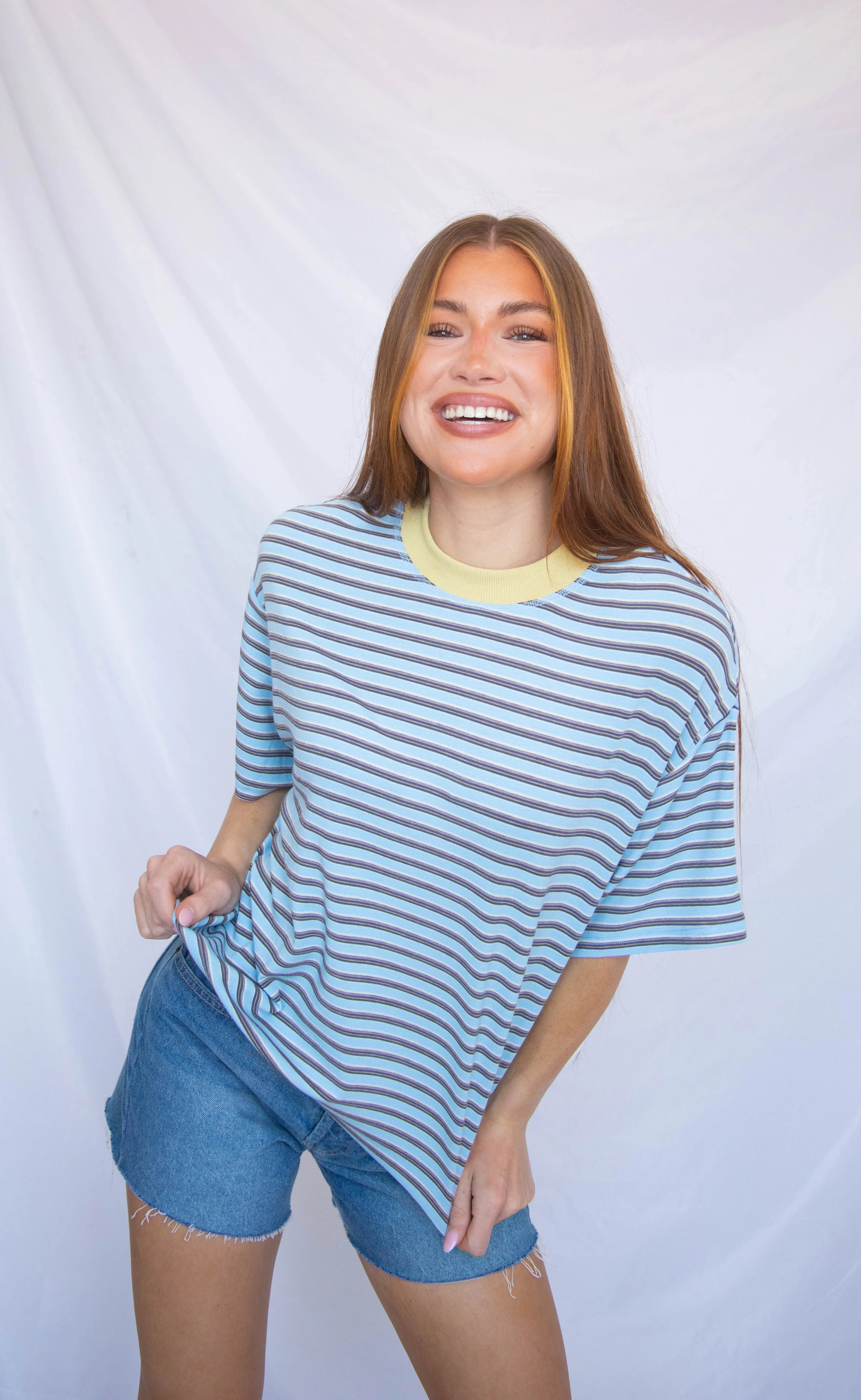 stay with me striped top - blue sold by RIFFRAFF product image thumbnail 2