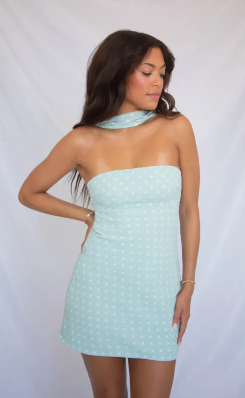 take your time polka dot mini dress - green made by Le Lis