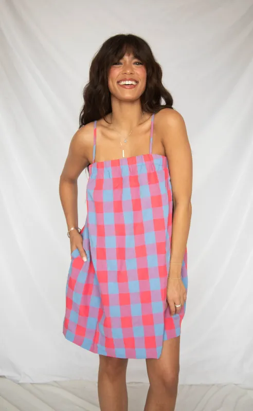 blushing over you cami mini dress - blue made by Wishlist
