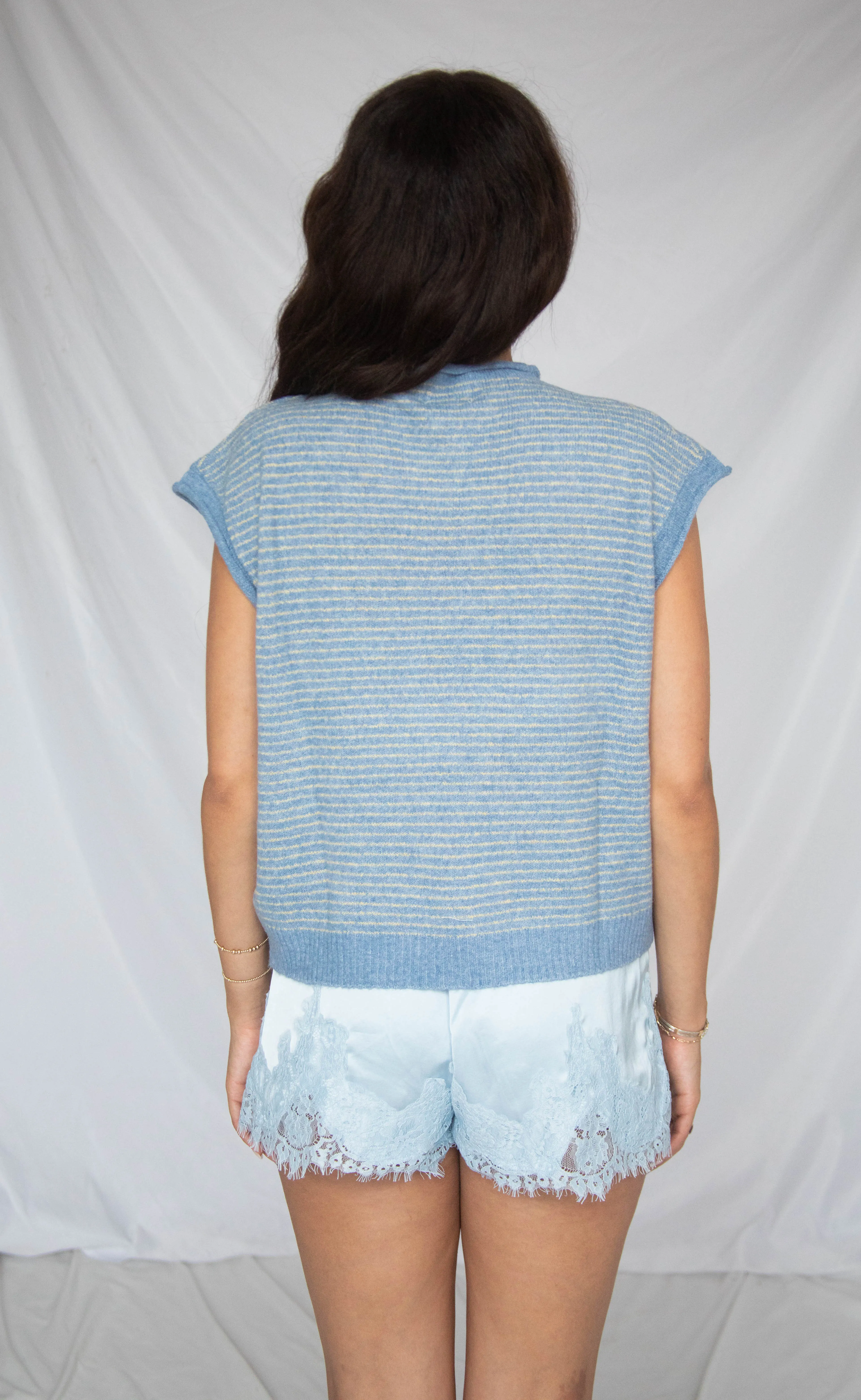 our hearts are free cardigan - dusty blue stripe sold by RIFFRAFF product image thumbnail 3