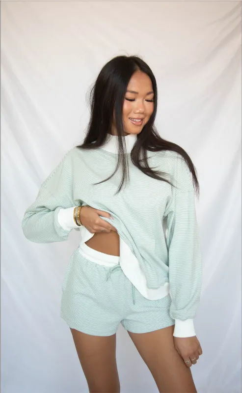 between the lines set - sage stripe made by Le Lis