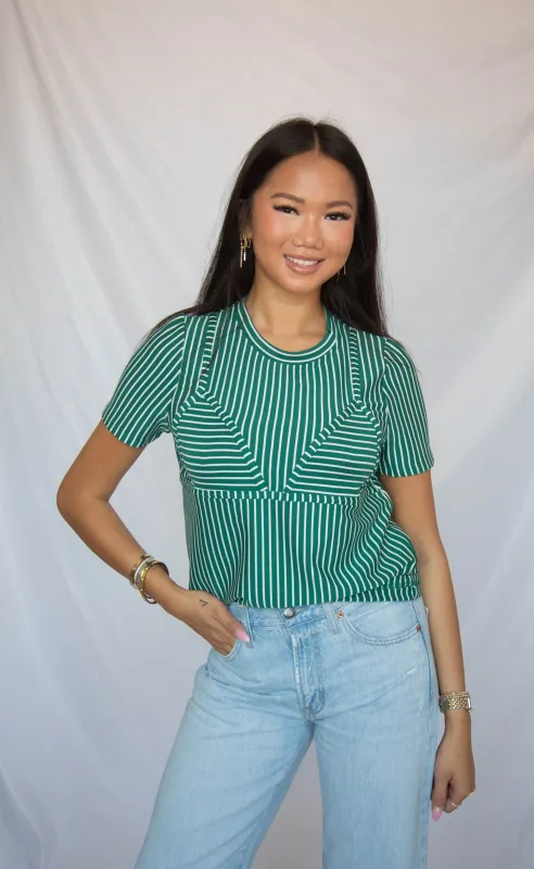 good timing striped bikini tee - green made by Sunday Edition