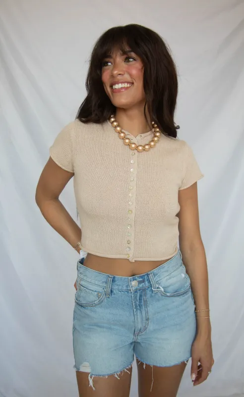 for the record button down sweater made by Le Lis