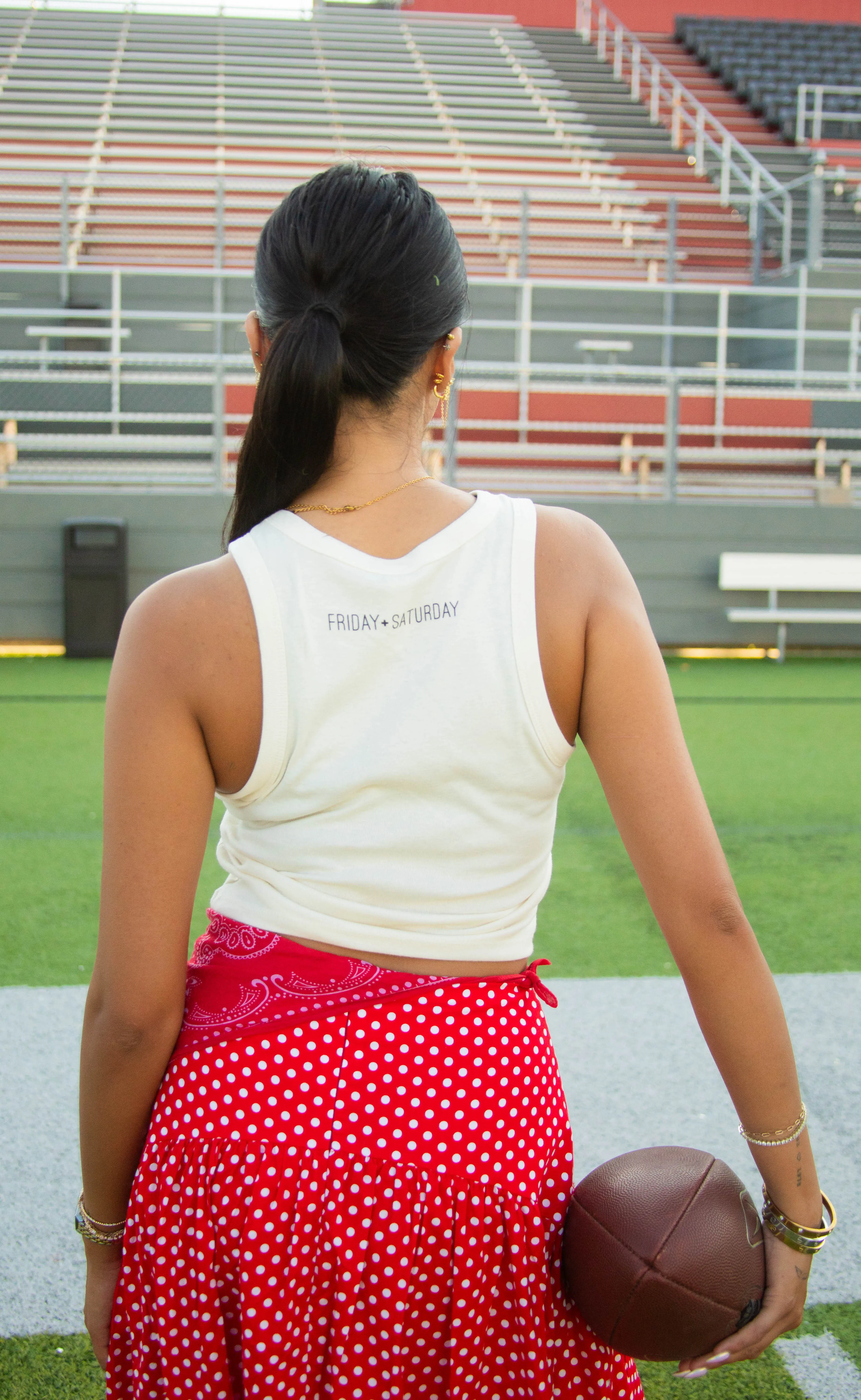 friday + saturday: gameday embroidered tank - red sold by RIFFRAFF product image thumbnail 4