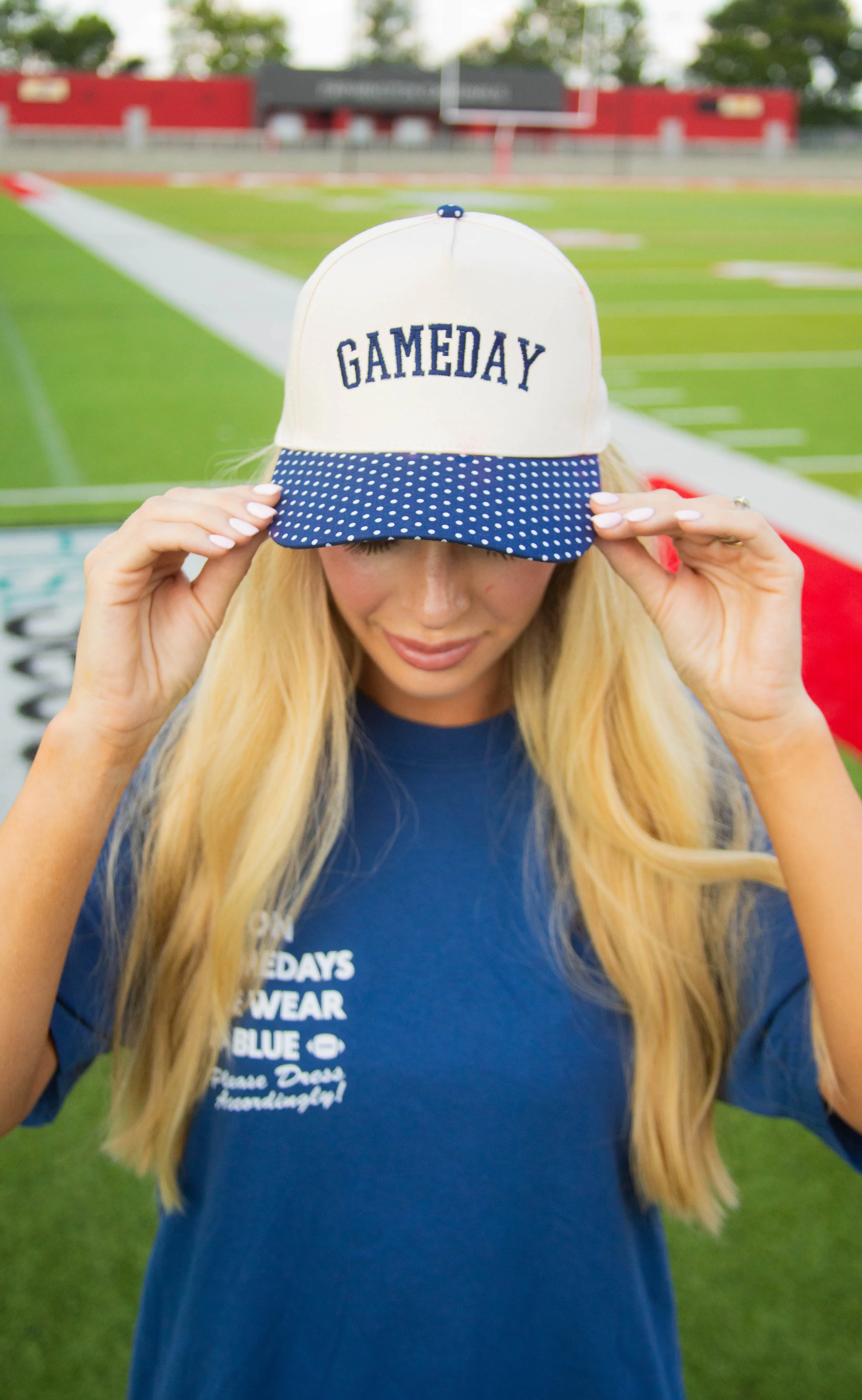 charlie southern: gameday polka dot trucker - blue sold by RIFFRAFF product image thumbnail 2