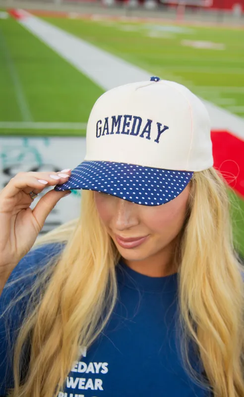 charlie southern: gameday polka dot trucker - blue made by RIFFRAFF