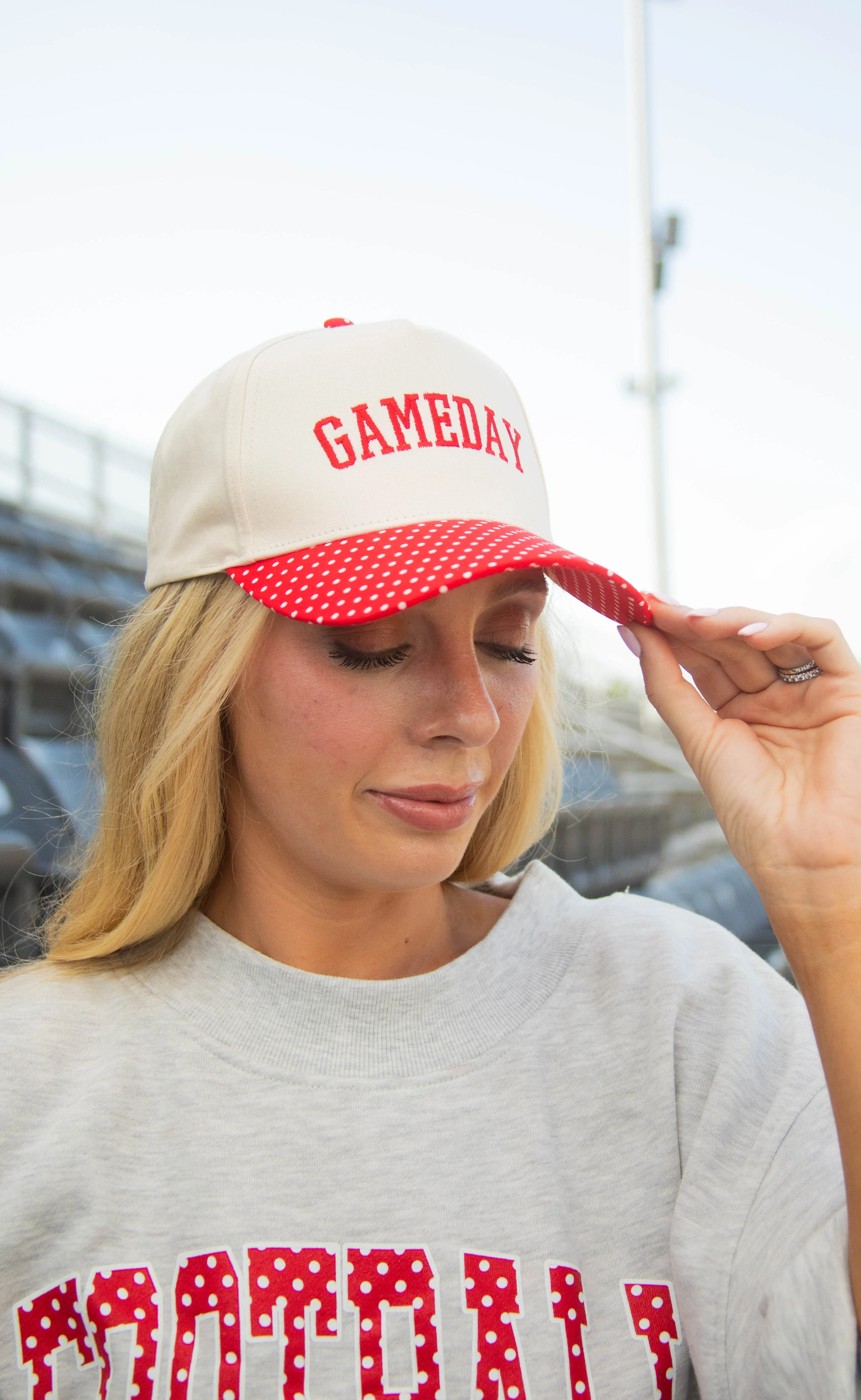 charlie southern: gameday polka dot trucker - red sold by RIFFRAFF product image thumbnail 2