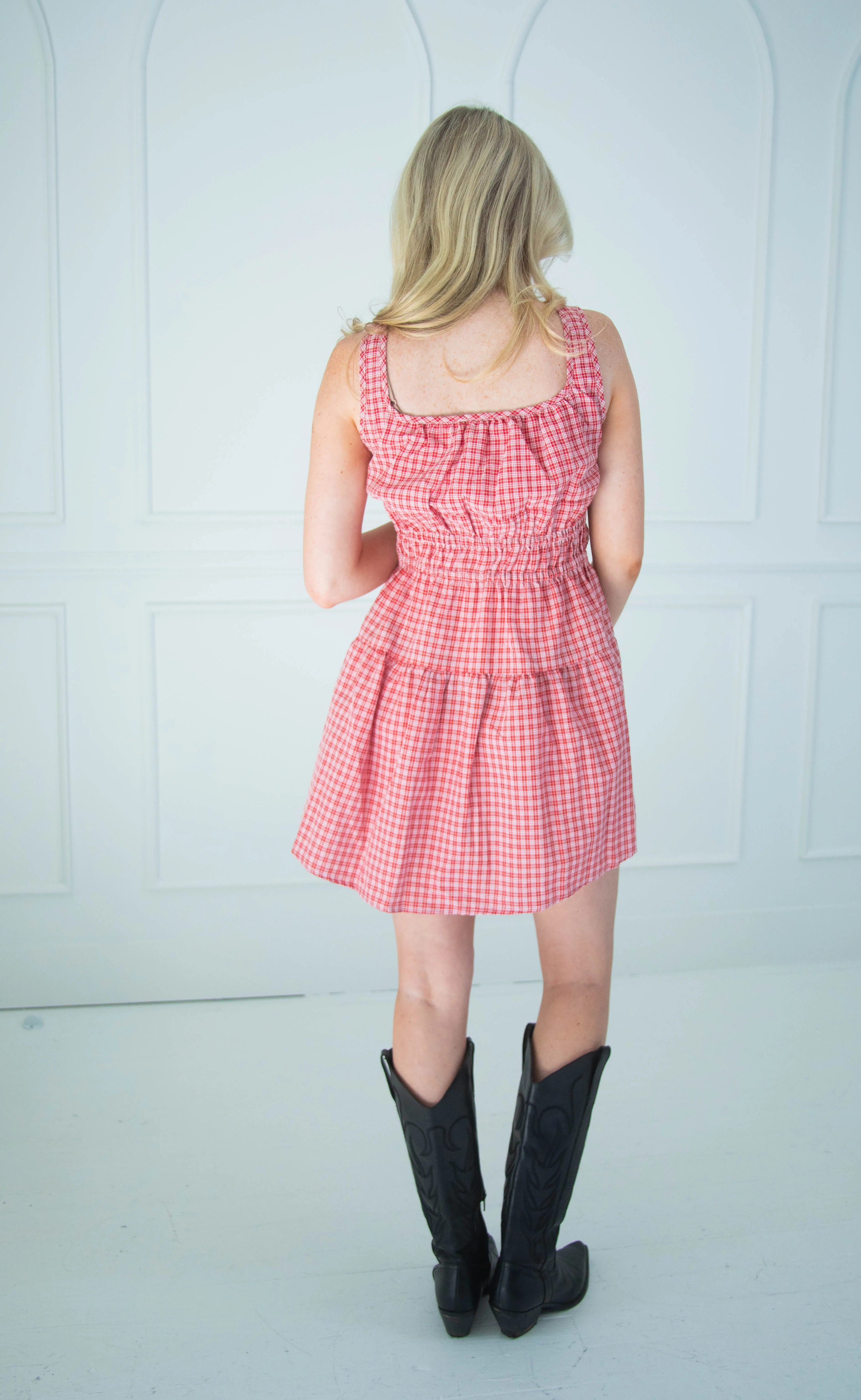 social hour gingham cinched mini dress sold by RIFFRAFF product image thumbnail 2