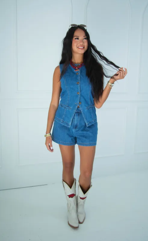 under the lights denim two piece set made by RIFFRAFF