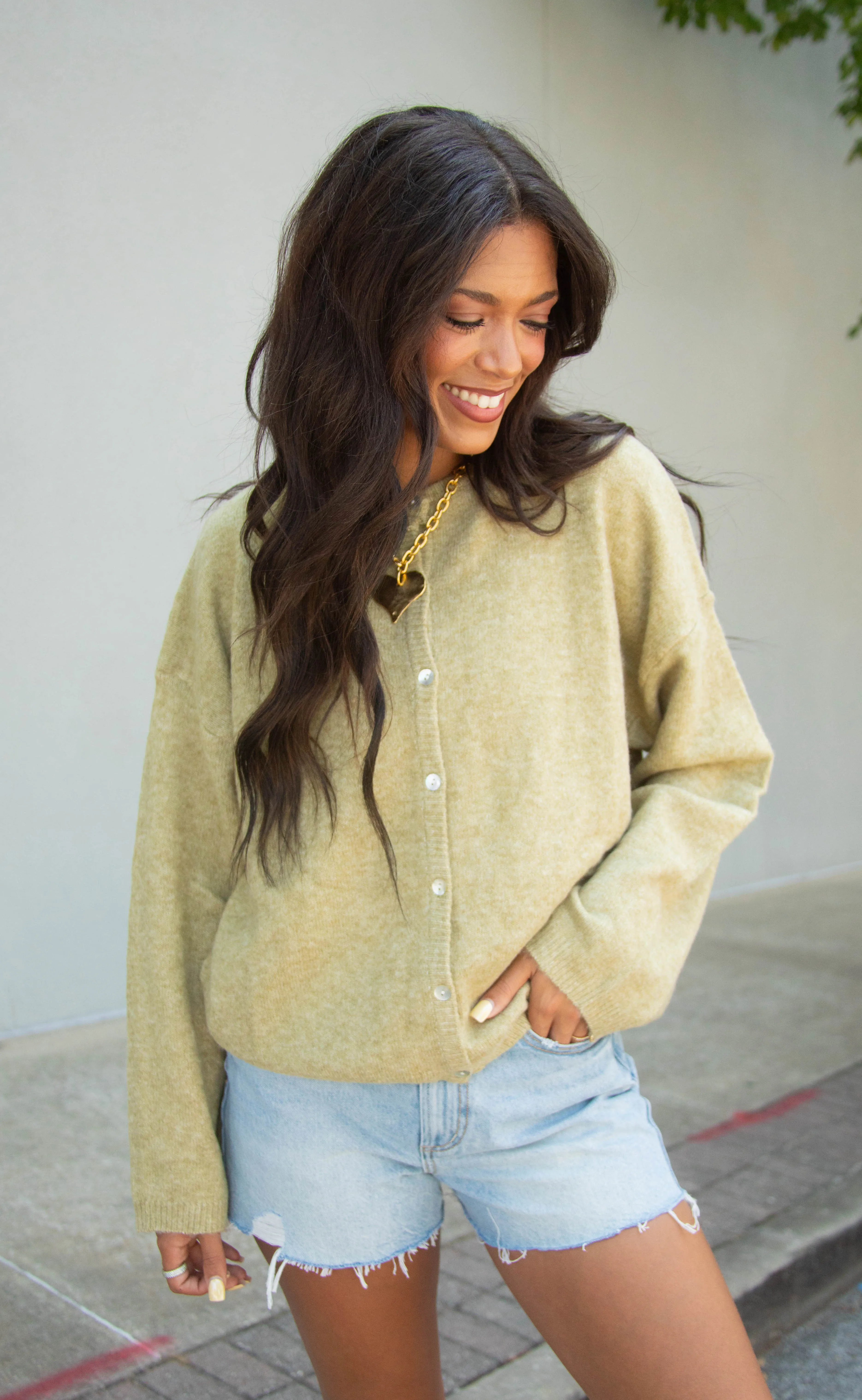 second nature cardigan - olive sold by RIFFRAFF product image thumbnail 2