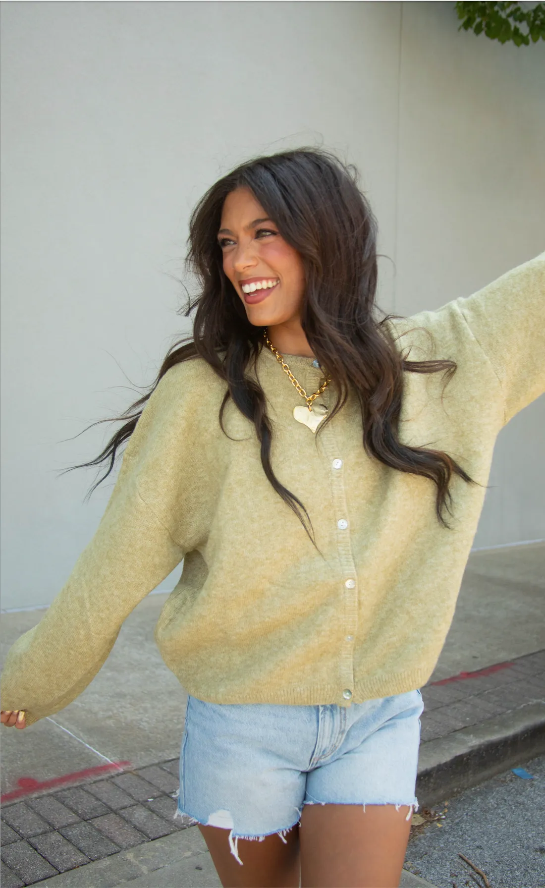second nature cardigan - olive sold by RIFFRAFF product image thumbnail 3