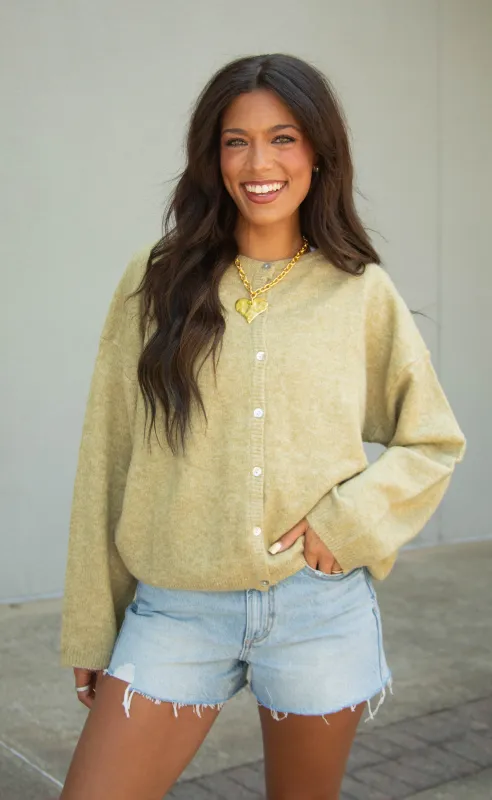 second nature cardigan - olive made by Le Lis