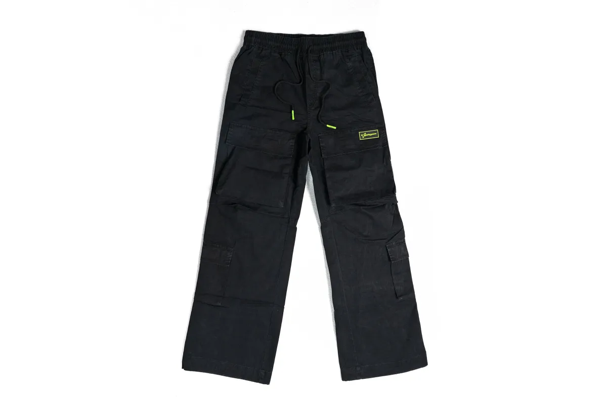 SZN 6 Stacked Cargo Pants 'Black' made by John Geiger