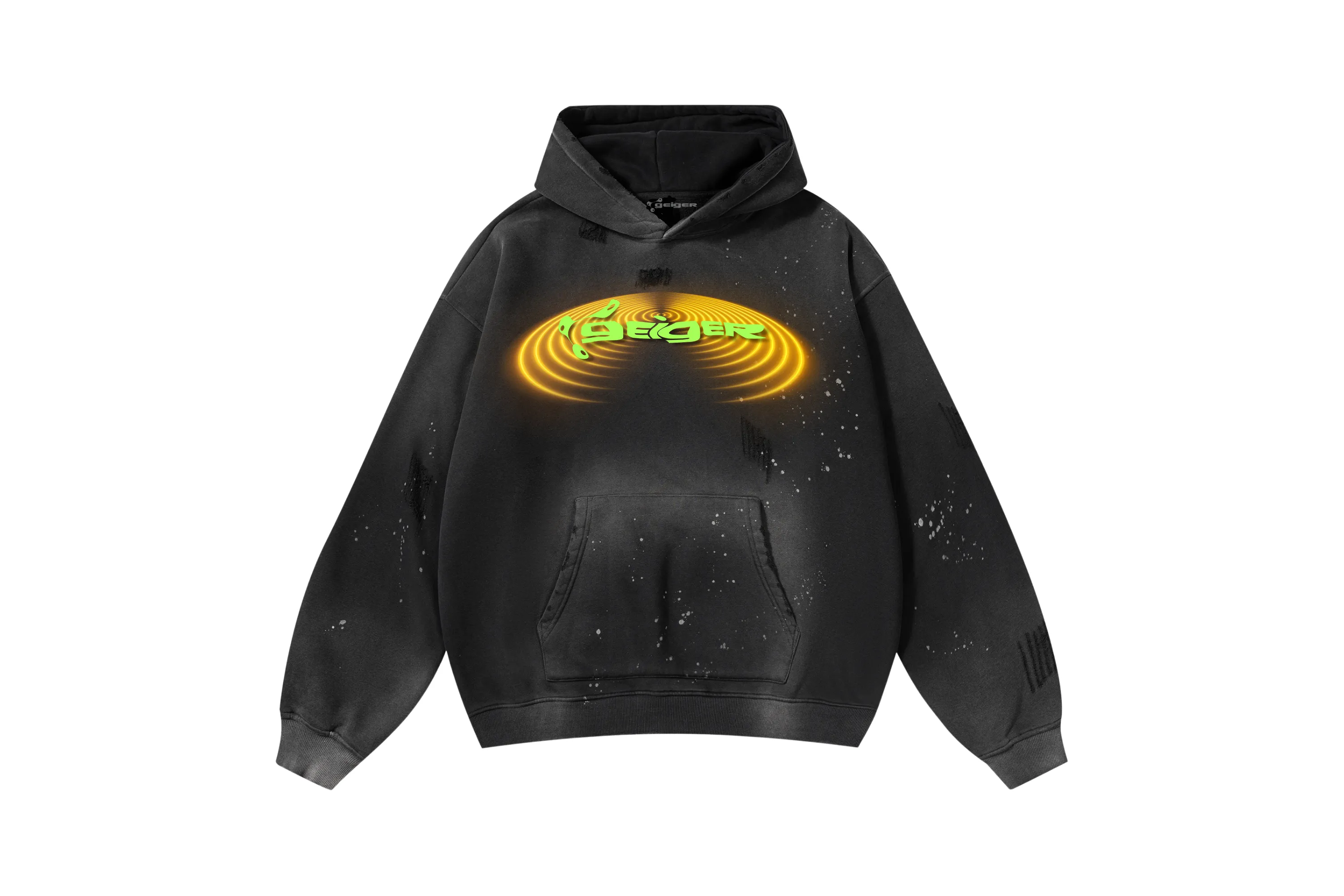 Geiger Space Hoodie Distressed Black sold by John Geiger