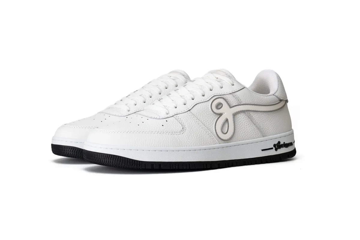 White Pebbled Leather/Grey/Black GF-01 made by John Geiger