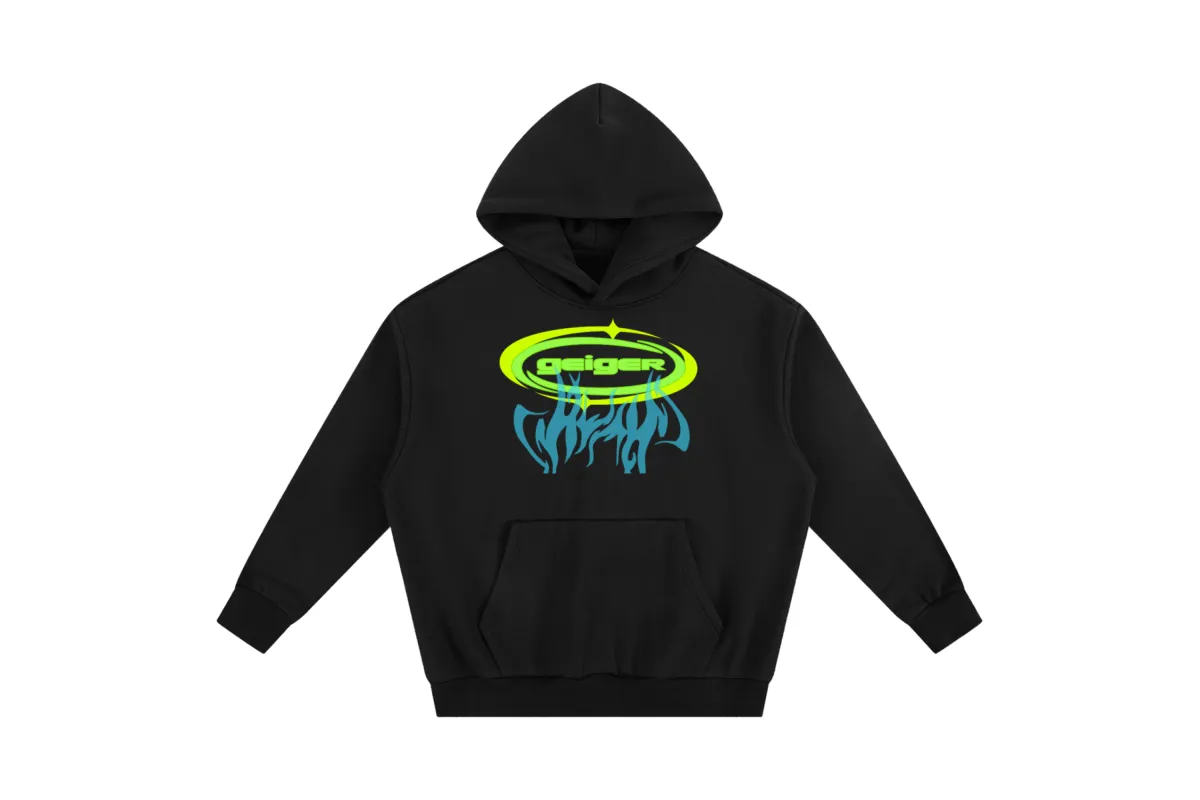 Double Oval Logo Lightweight Hoodie Black made by John Geiger