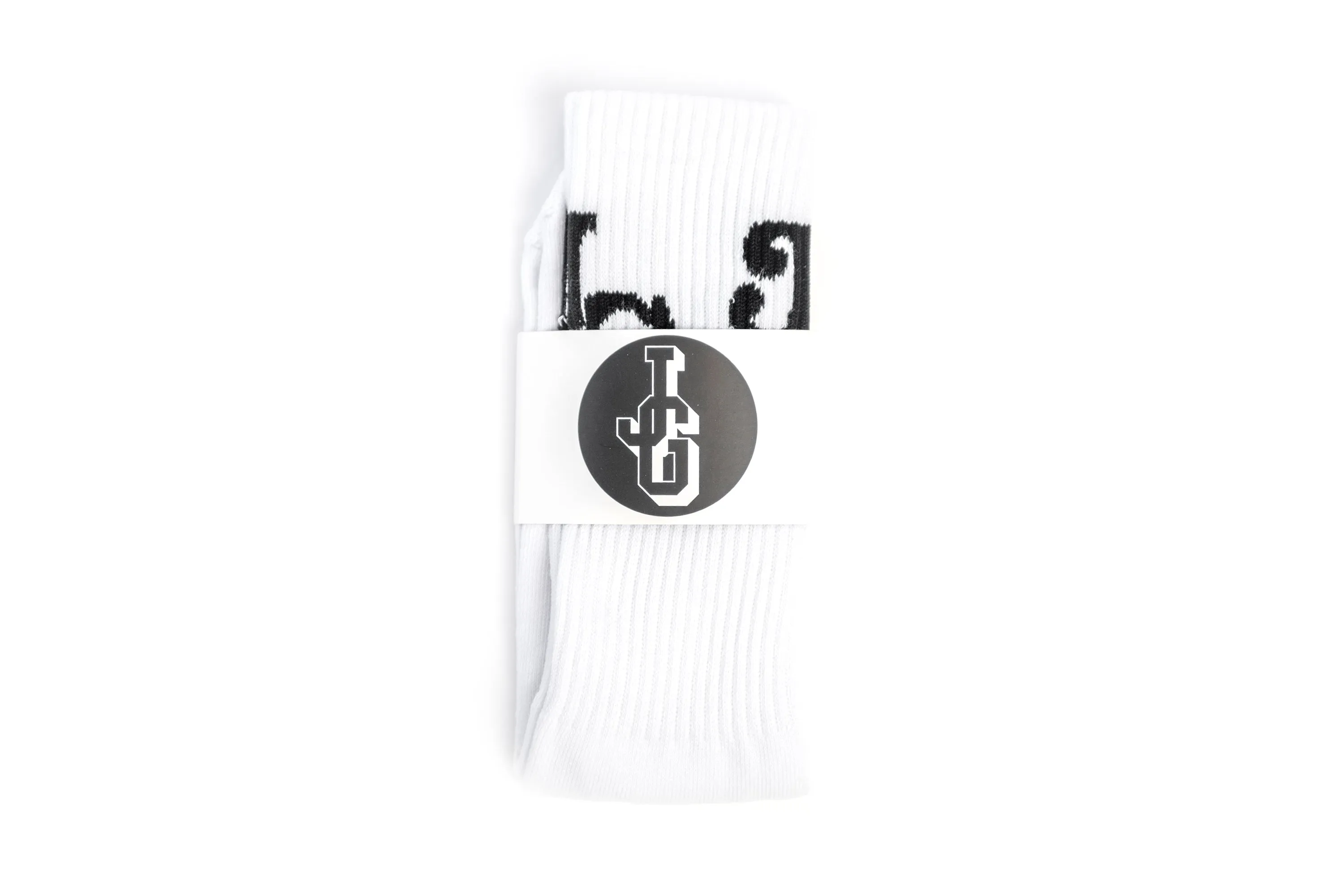 JG Logo Socks White/Black sold by John Geiger